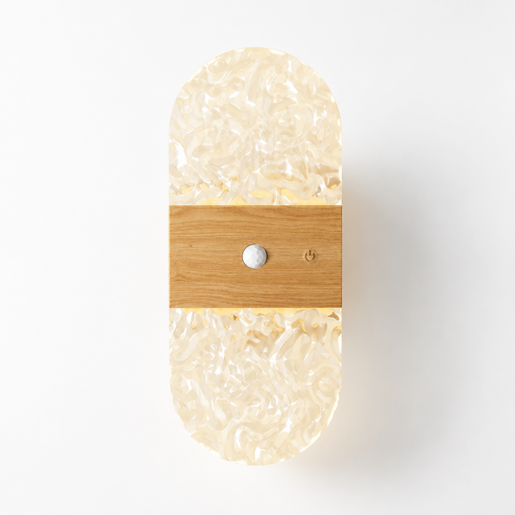 Wood LED Motion Sensor Wall Sconce Wireless USB Rechargeable