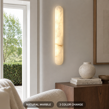 Minimalist Marble LED Long Oval Wall Sconce Vertical Column