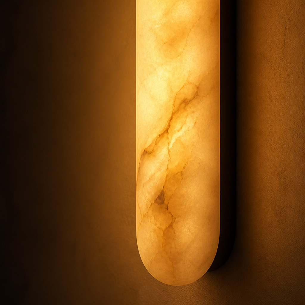 
Minimalist Marble LED Long Oval Wall Sconce Vertical Column