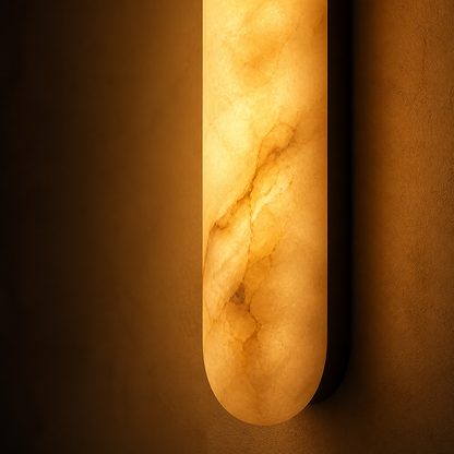 Minimalist Marble LED Long Oval Wall Sconce Vertical Column