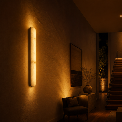 Minimalist Marble LED Long Oval Wall Sconce Vertical Column