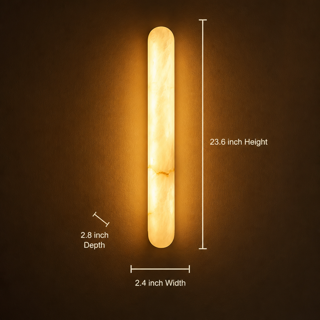 
Minimalist Marble LED Long Oval Wall Sconce Vertical Column