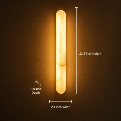 Minimalist Marble LED Long Oval Wall Sconce Vertical Column