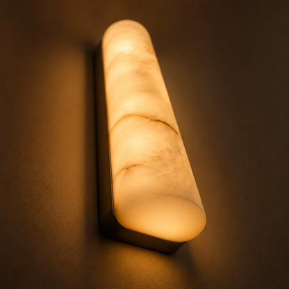 Minimalist Marble LED Long Oval Wall Sconce Vertical Column