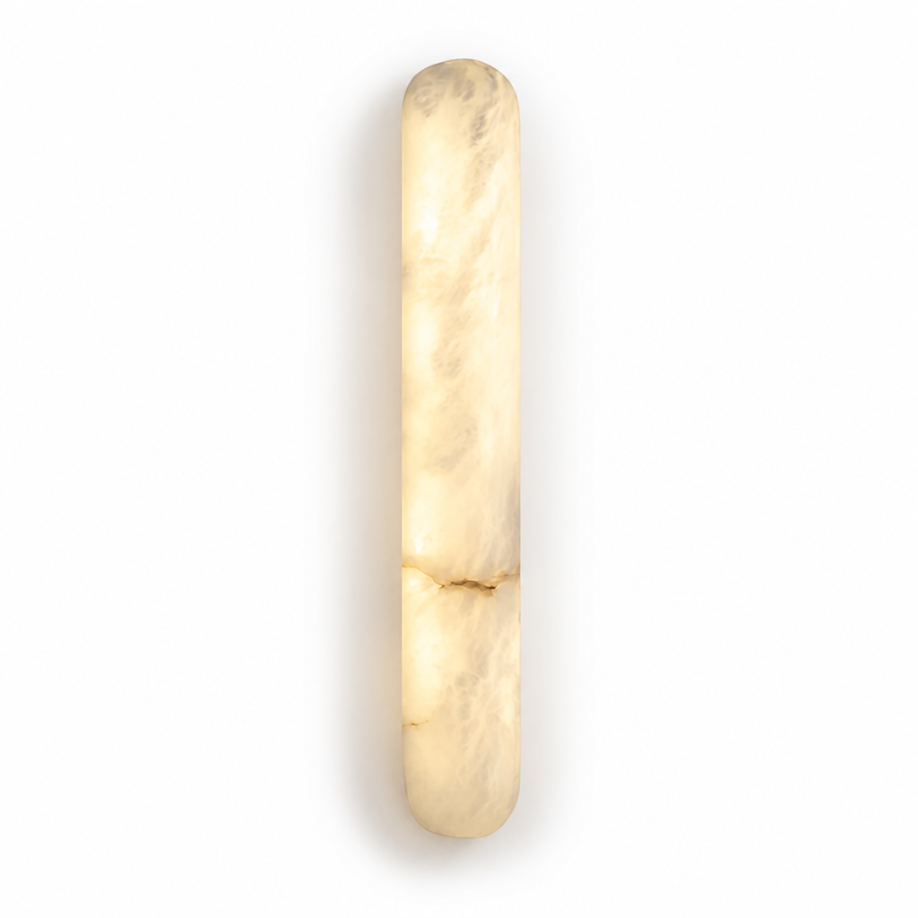 
Minimalist Marble LED Long Oval Wall Sconce Vertical Column