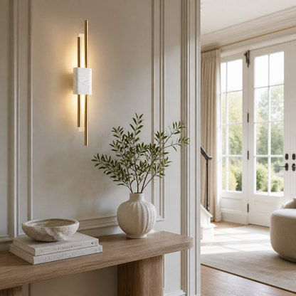 Minimalist Marble LED Wall Sconce Horizontal Linear Bar