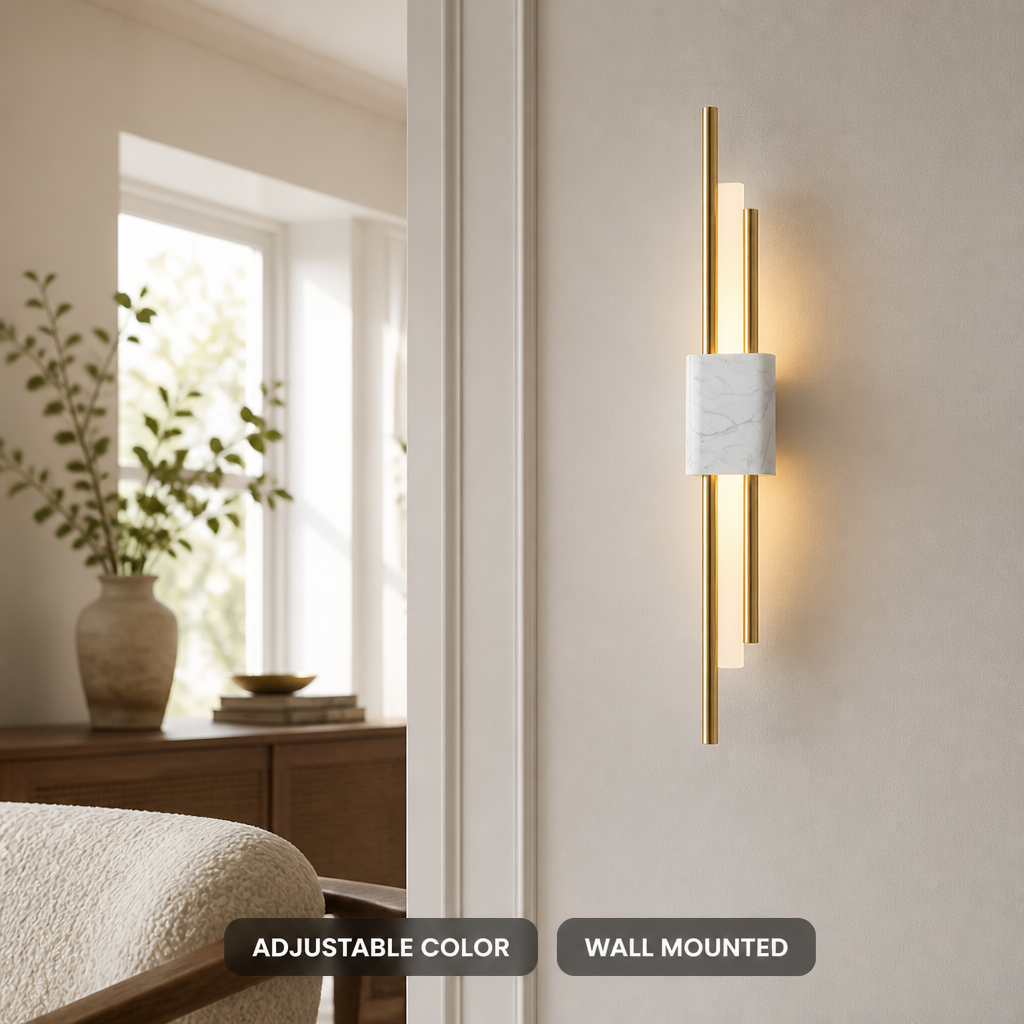 
Minimalist Marble LED Wall Sconce Horizontal Linear Bar