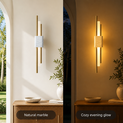 Minimalist Marble LED Wall Sconce Horizontal Linear Bar
