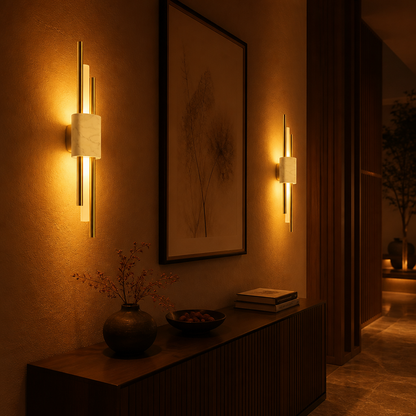 Minimalist Marble LED Wall Sconce Horizontal Linear Bar