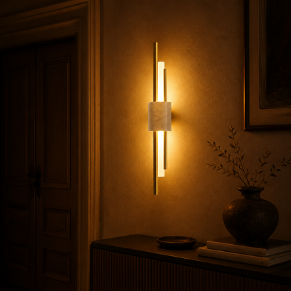 Minimalist Marble LED Wall Sconce Horizontal Linear Bar