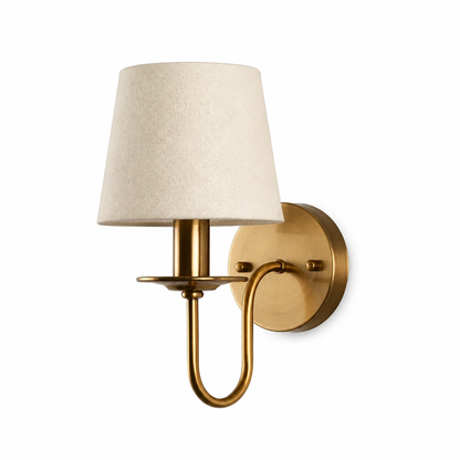 Modern Copper Wall Sconce with Fabric Drum Shade
