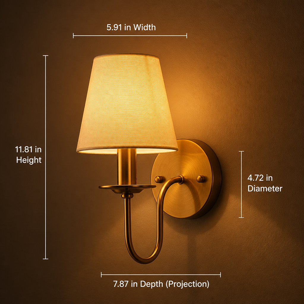 
Modern Copper Wall Sconce with Fabric Drum Shade