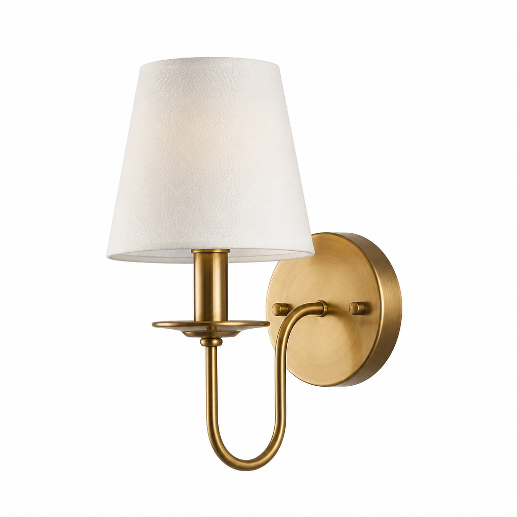 
Modern Copper Wall Sconce with Fabric Drum Shade