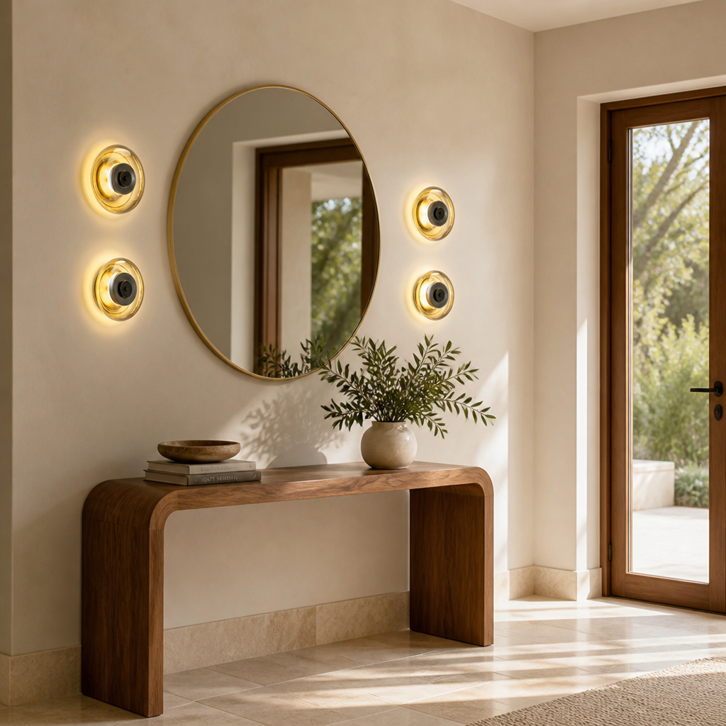 
Modern Glass and Copper LED Wall Sconce Selectable Color Temperature