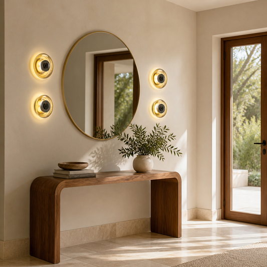 
Modern Glass and Copper LED Wall Sconce Selectable Color Temperature