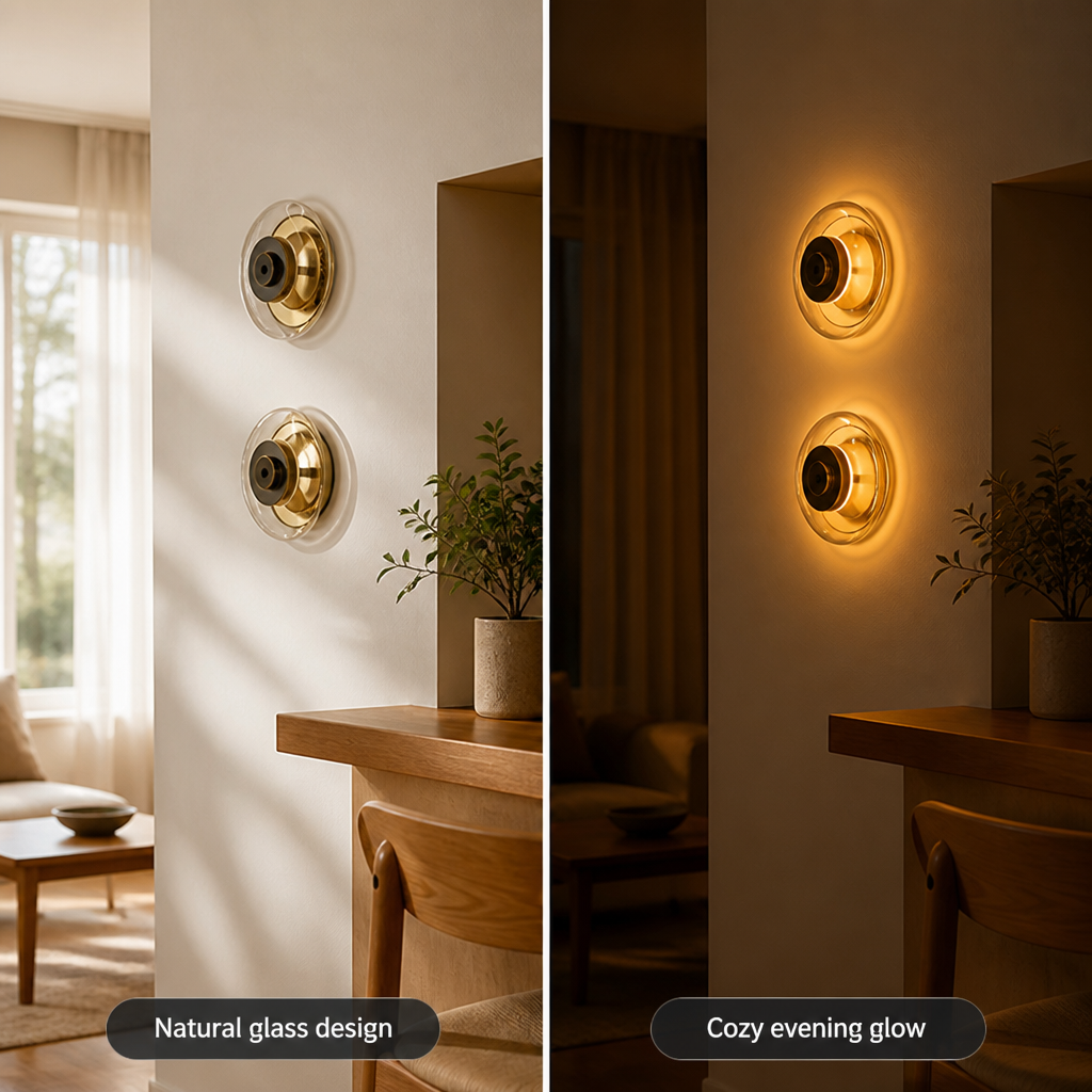 
Modern Glass and Copper LED Wall Sconce Selectable Color Temperature