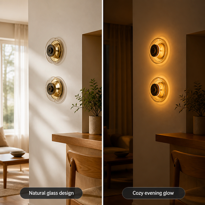 Modern Glass and Copper LED Wall Sconce Selectable Color Temperature