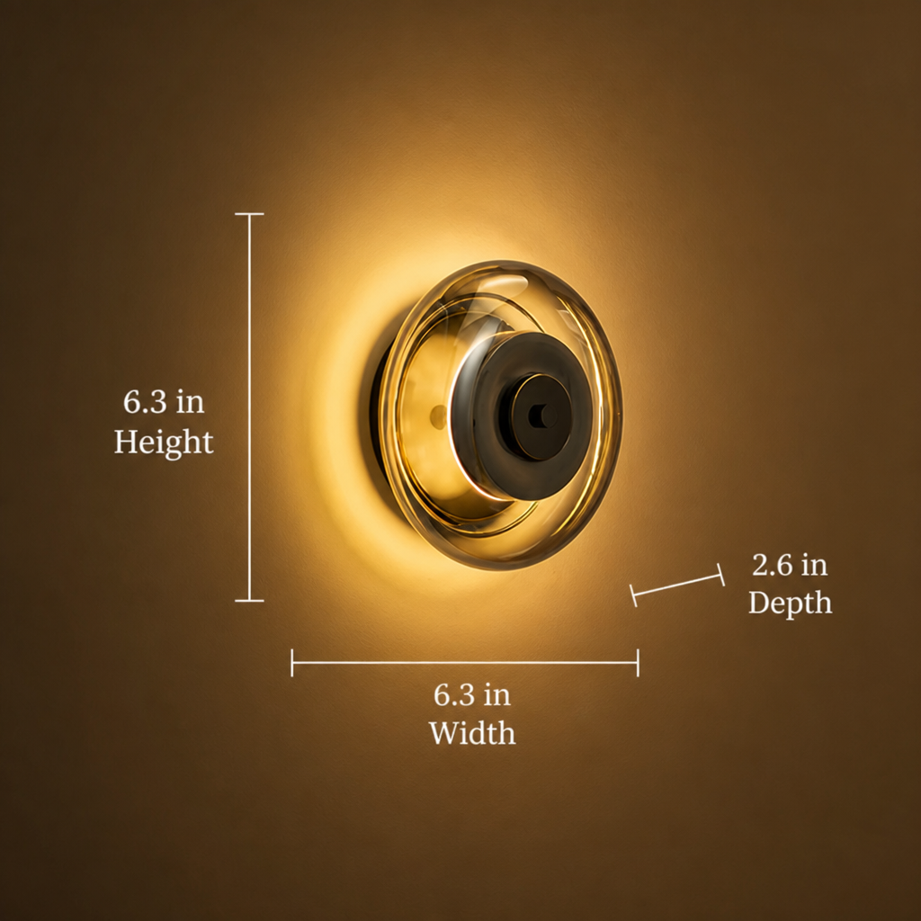 
Modern Glass and Copper LED Wall Sconce Selectable Color Temperature
