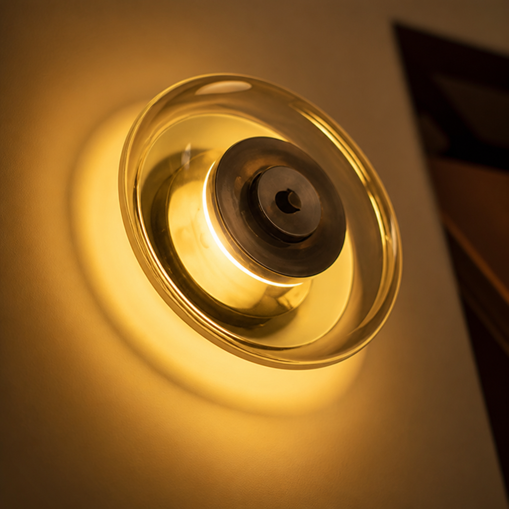 
Modern Glass and Copper LED Wall Sconce Selectable Color Temperature