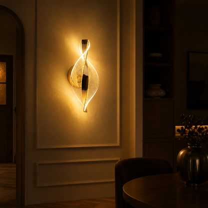 Modern Gold LED Snowflake Wall Sconce Decorative Metal Panel