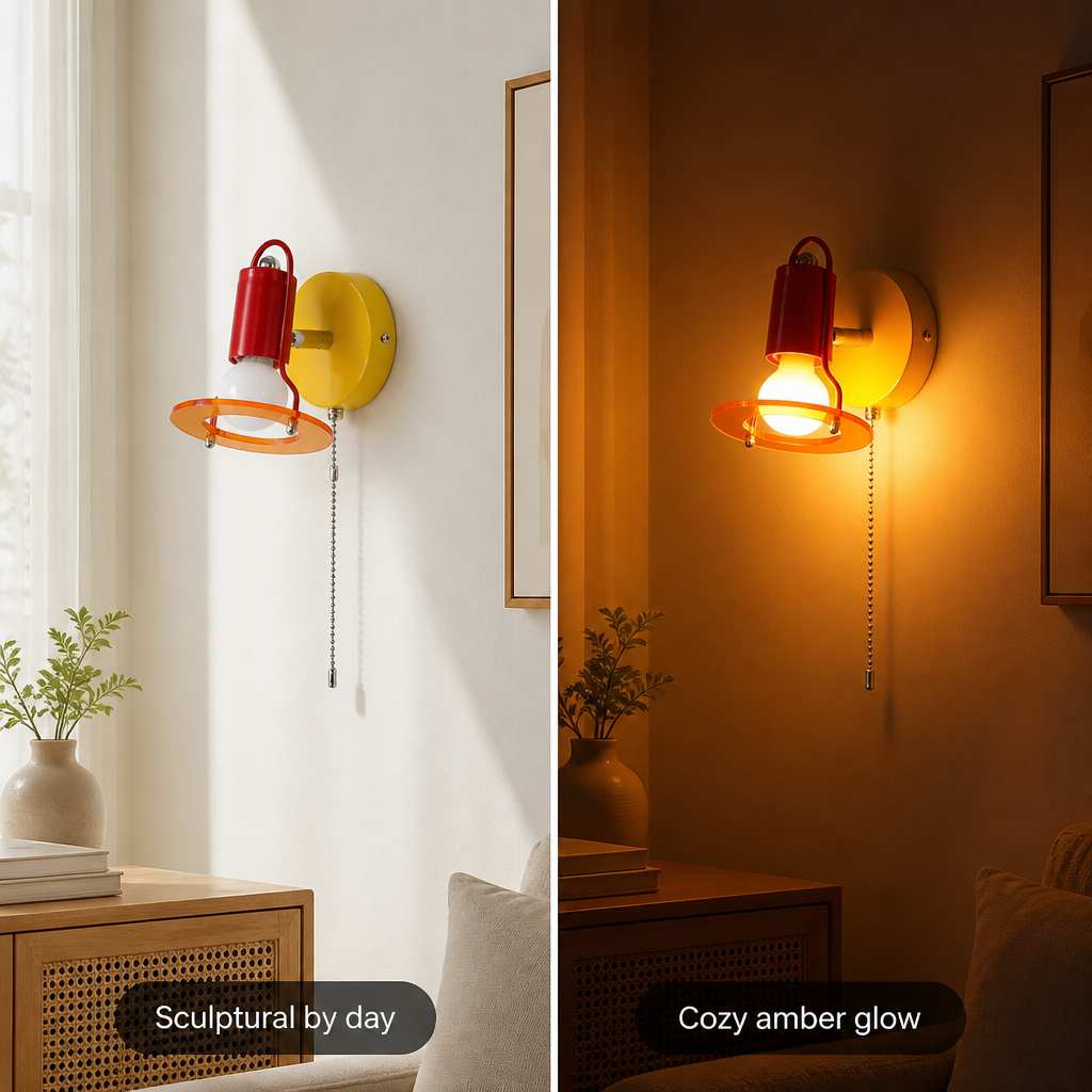 
Retro Acrylic LED Color-Changing Wall Sconce Pull Chain