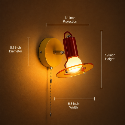 Retro Acrylic LED Color-Changing Wall Sconce Pull Chain
