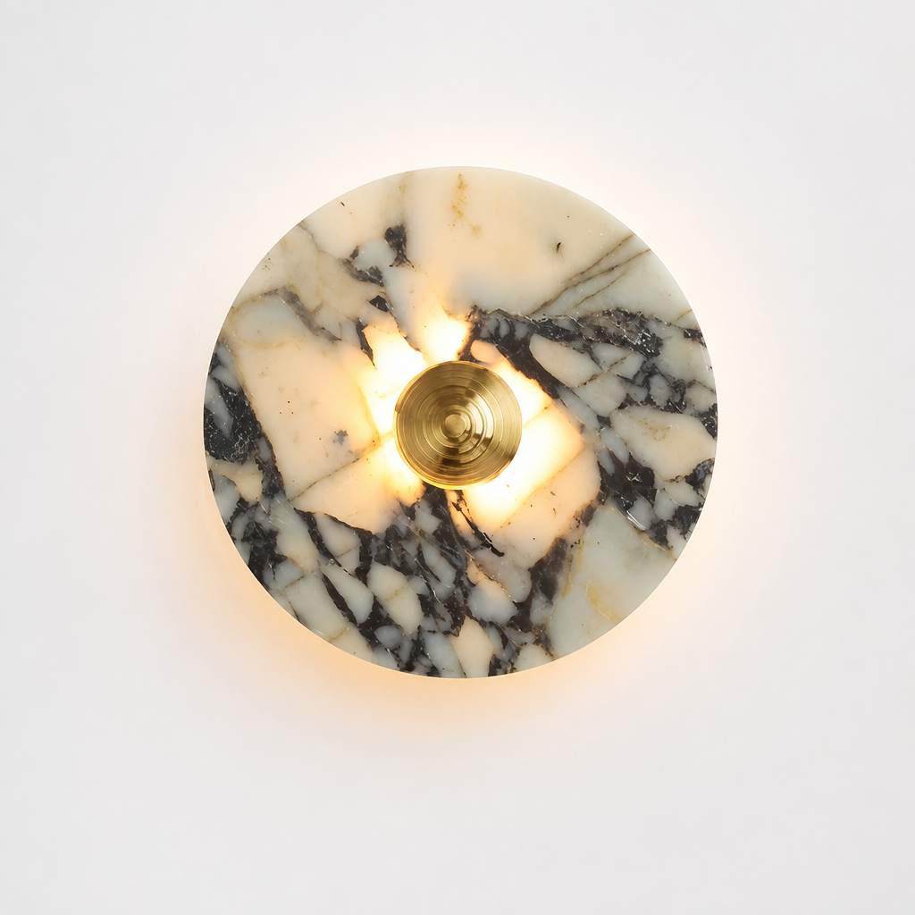 
Vintage Marble LED Wall Sconce Brass and Chrome Finish