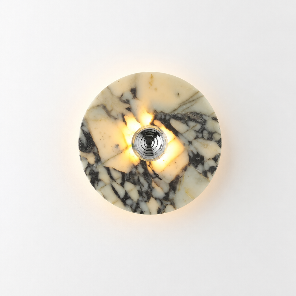 
Vintage Marble LED Wall Sconce Brass and Chrome Finish