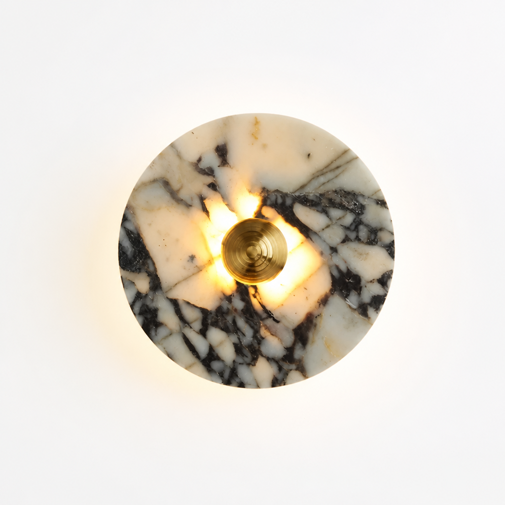 
Vintage Marble LED Wall Sconce Brass and Chrome Finish