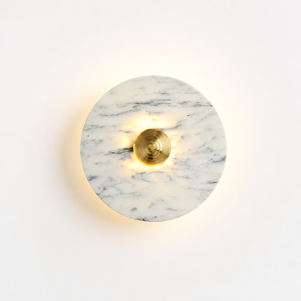 
Vintage Marble LED Wall Sconce Brass and Chrome Finish
