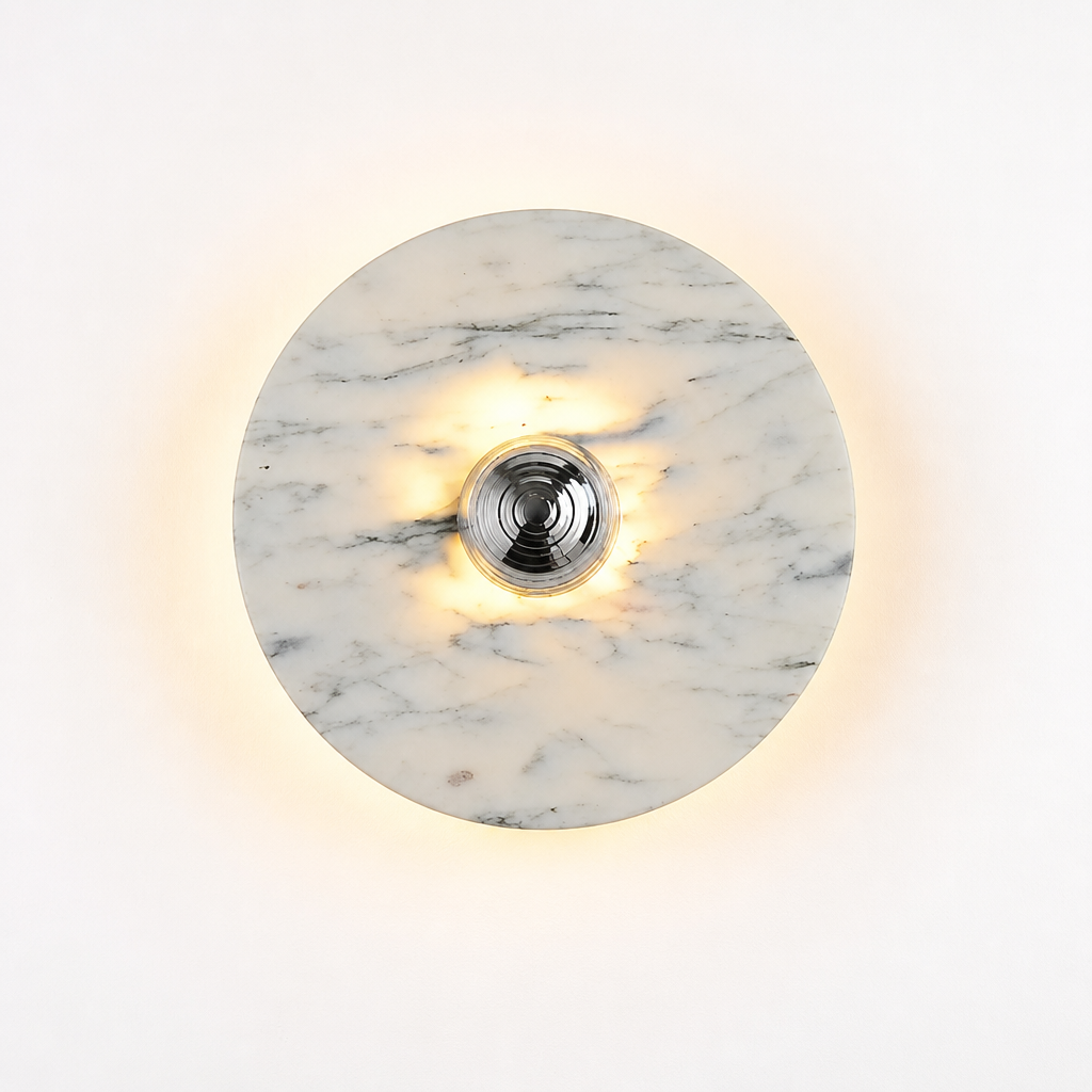 
Vintage Marble LED Wall Sconce Brass and Chrome Finish