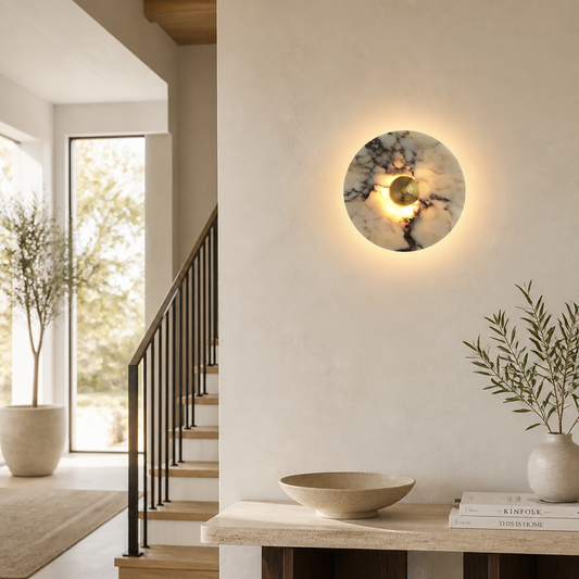 
Vintage Marble LED Wall Sconce Brass and Chrome Finish