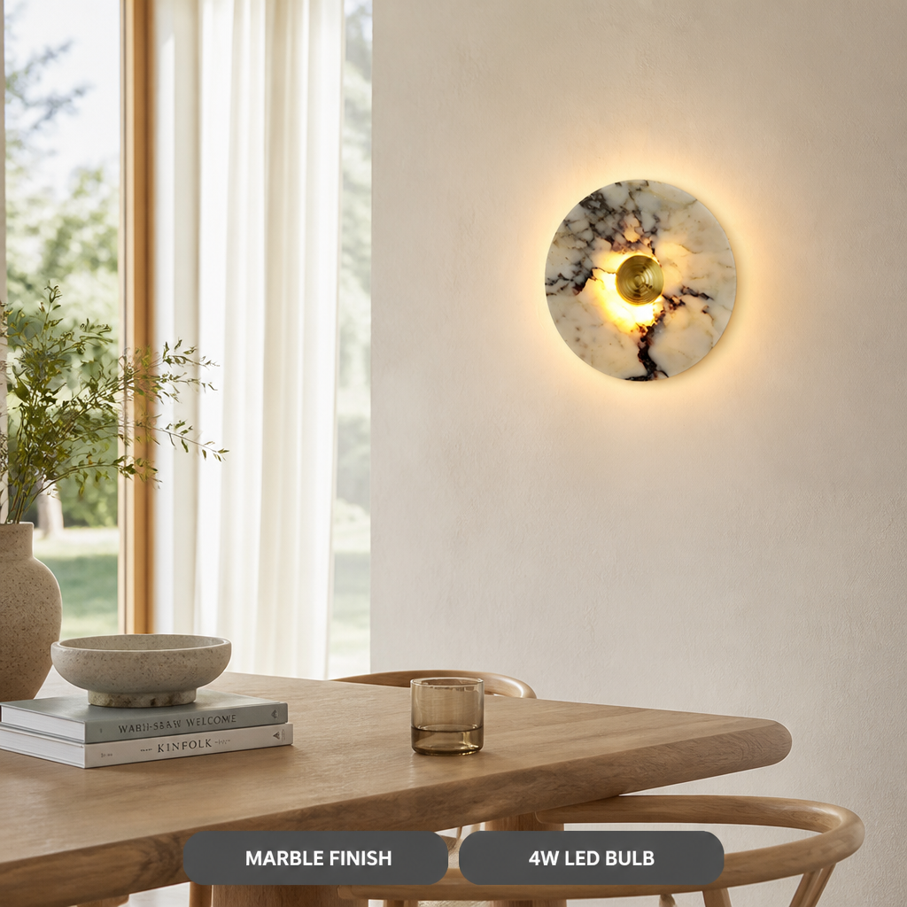 
Vintage Marble LED Wall Sconce Brass and Chrome Finish