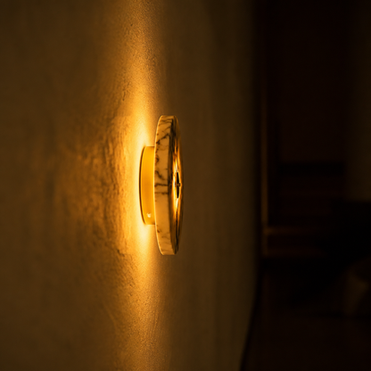 Vintage Marble LED Wall Sconce Brass and Chrome Finish