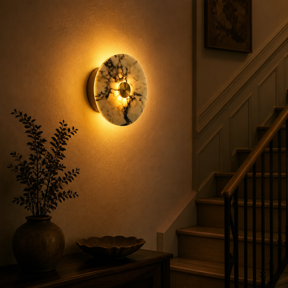 Vintage Marble LED Wall Sconce Brass and Chrome Finish