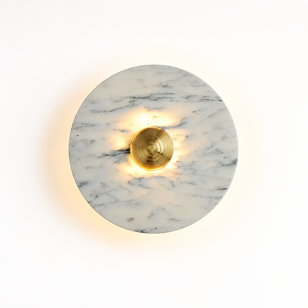 
Vintage Marble LED Wall Sconce Brass and Chrome Finish