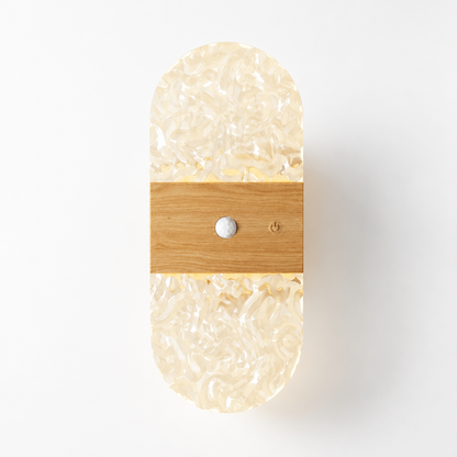 Wood LED Motion Sensor Wall Sconce Wireless USB Rechargeable