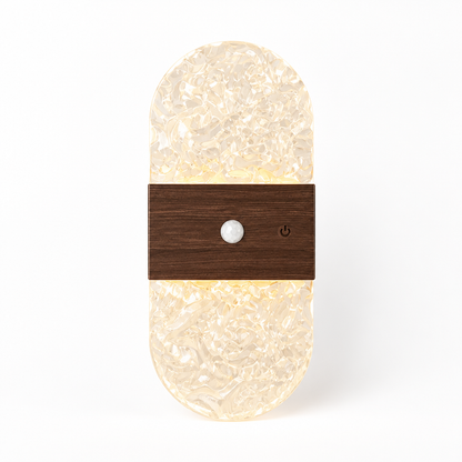 Wood LED Motion Sensor Wall Sconce Wireless USB Rechargeable